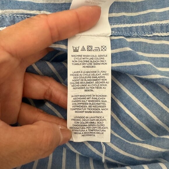 J. Crew Boy Fit Button Up Shirt Cotton Blend Stripe Lightweight Blue White Sz 4 - Picture 12 of 13